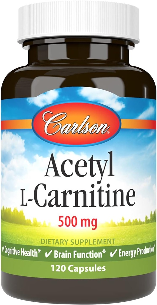 Carlson - Acetyl L- Carnitin, 500 mg, kognitiv sundhed, hjernefunktion & energiproduktion, 120 kapsler