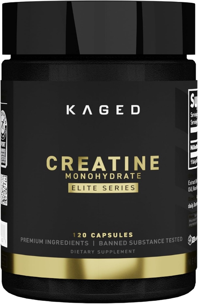 Cated CREATINE MONOHYDRAT Elite Kapsler Unflavored Muscle Recovery and Growth Supplement for Mænd & Kvinder, Vegan, Nemt fordøjelig, Gluten Free, Ingen sukker Tilføjet