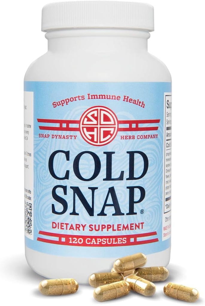Snap Dynasty Cold Snap - 120ct kapsler, pakke med 1 - Plant baseret omfattende immunforsvar støtte til alle aldre, hurtige kosttilskud til kulde og influenza support, Ingen Kontraindikationer