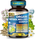 VEGATOT Organic Cortisol Wellness Complex 15-in-1 Formel med Magnesium Ashwagandha St. John 's Wort Valerian Rhodiola Rosea Passionflower Kamille