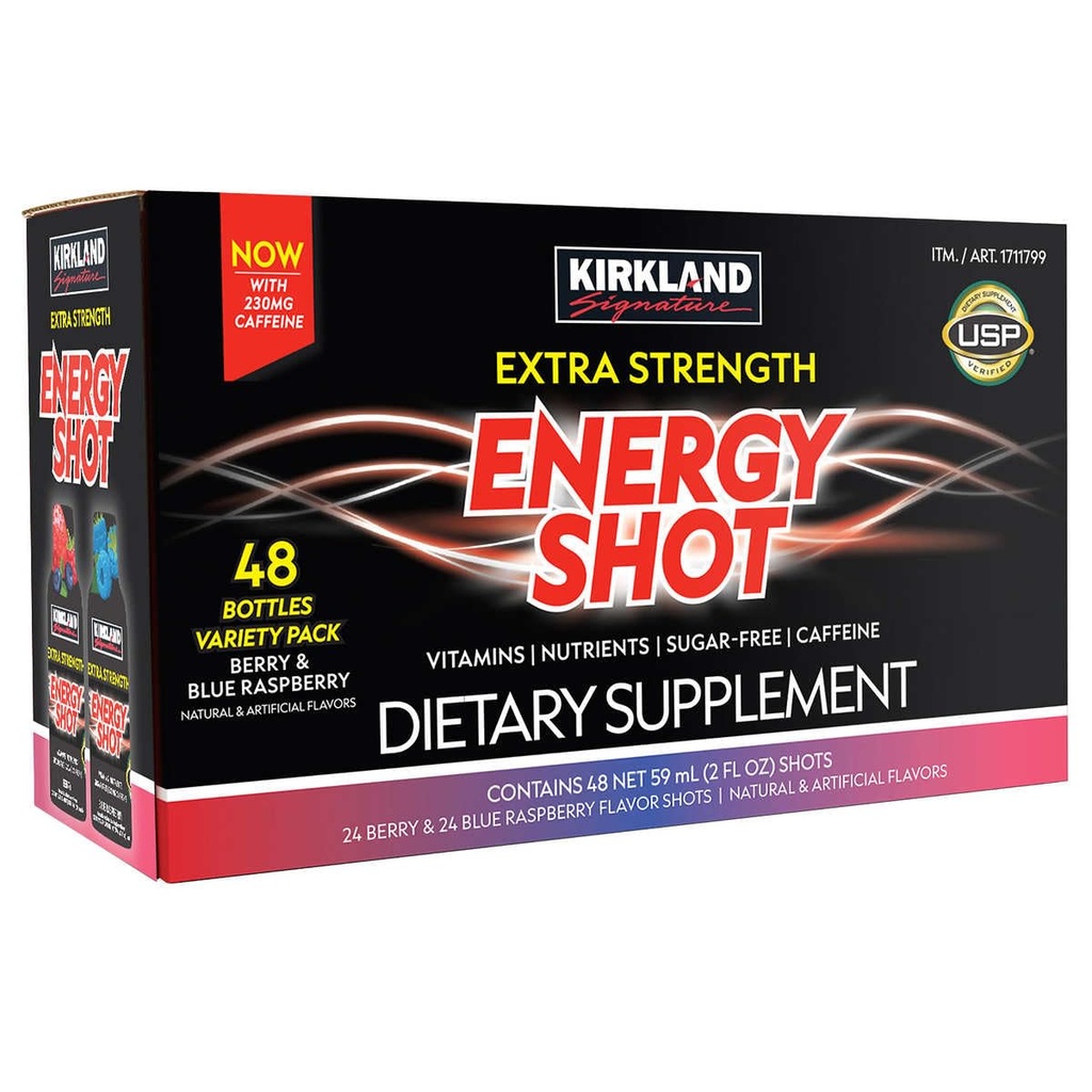Kirkland Signature Extra Strength Energy Shot, Kosttilskud: 48 flasker Variety Pack af 2 Fl Oz
