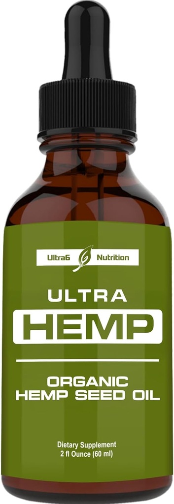 Ultra6 Nutrition Hamp Oil - Understøtter Glat Bevægelse, Fleksibilitet & Joint Comfort - Hamp Olie til Ben Sundhed - 120 Servering - Made in USA