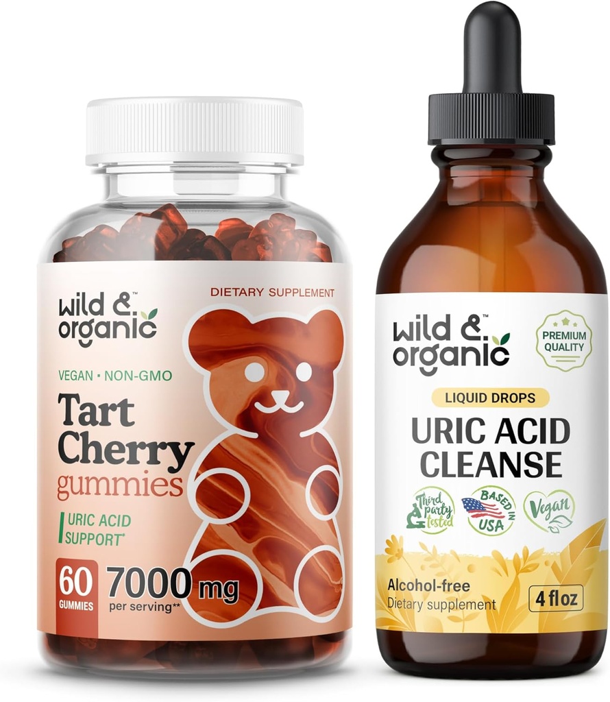Wild & Organic Tart Cherry Gummies & Uric Acid Cleanse 4 fl oz