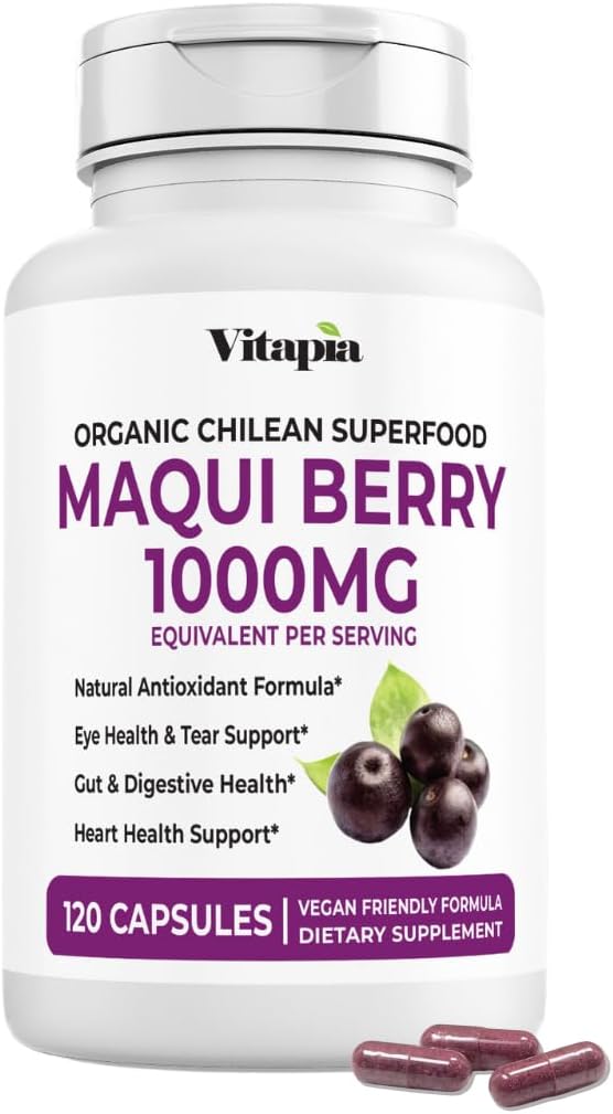 Vitapia Maqui Berry 1000mg - Maqui Berry Powder Supplement - Vegan Friendly, Non- GMO og Gluten- Free - 120 Veggie Kapsler