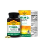 Country Life Vegan D3 5000 IE - Plant- Derived Vitamin D3 fra Lichen - High Potency Immuno & Bone Support - Certificeret Vegan, Gluten- Free, Non- GMO - 60 Softgels