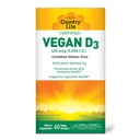Country Life Vegan D3 5000 IU – Plant-Derived Vitamin D3 from Lichen – High Potency Immune & Bone Support – Certified Vegan, Gluten-Free, Non-GMO – 60 Softgels