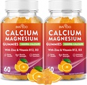 2 Pack Calcium Gummies 1000mg med vitamin D3 K2 & B Complex, Kalium, Calcium Magnesium Zinkgummier til ben, Muskel, Mood og Immunitet - Orange Flavor 120 Gummies