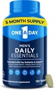 One A Day Mænds Multivitamin Daily Essentials, Multivitamin til mænd Tablet, Understøtter sund muskelfunktion, fysisk energi, og immunforsvar med vitamin B12, C-vitamin og zink, 150 Tæl