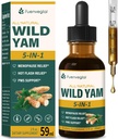 Wild Yam Root Extract Drops, Kvindetillæg med Fenugreek & Motherwort Herb til menopause Relief & PMS support. Fenogreco y Ñame Salvaje para la Menopausia. 2oz