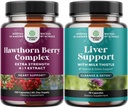 Natures Craft Bundle of Extra Strength Hawthorn Berry Capsules - Heart Health Supplement og Lever Rense Detox & Reparation Formel - Urtelever Support