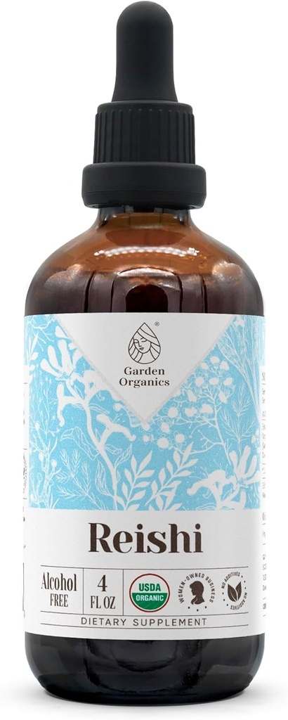 Reishi USDA Organic Alcohol- Free Extract MSD 124; Kosttilskud, højpotens Tinktur MSD 124; Natural Certified Organic Reishi Mushroom (Ganoderma Lucidum) (4 oz)