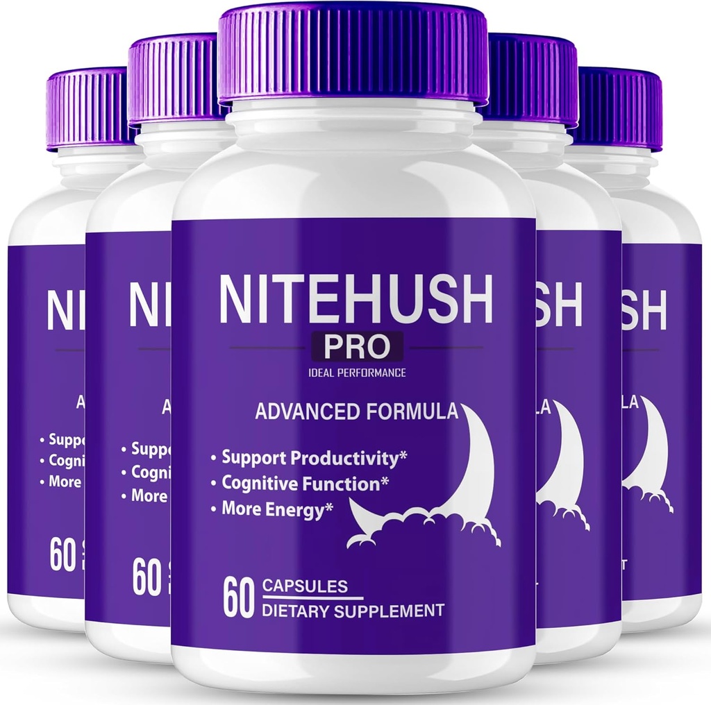 Nite Hush Pro Brain Kosttilskud til hukommelse og fokus kapsler, NiteHush Advanced Formel Brain Health Support - Maksimal styrke Nootropics NitePushPro Alle naturlige support piller anmeldelser (5 Pack)