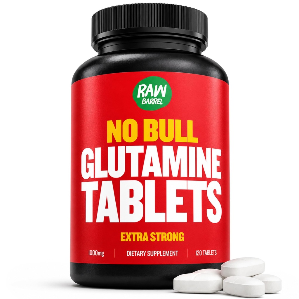 "No Bull" L- Glutamintabletter, Pure L Glutaminpiller, Non GMO, L Glutamintilskud, naturligt Vegansk, Vegetarisk Friendly og Gluten Free, 1000mg