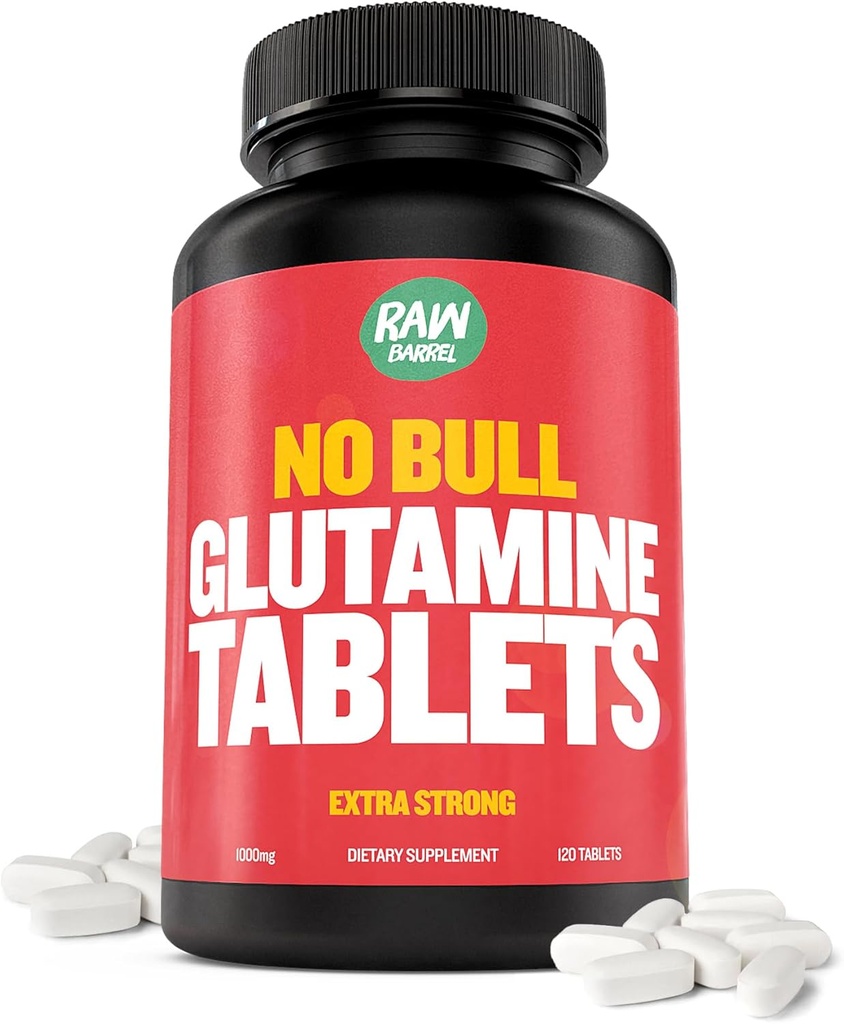 "No Bull" L- Glutamintabletter, Pure L Glutaminpiller, Non GMO, L Glutamintilskud, naturligt Vegansk, Vegetarisk Friendly og Gluten Free, 1000mg