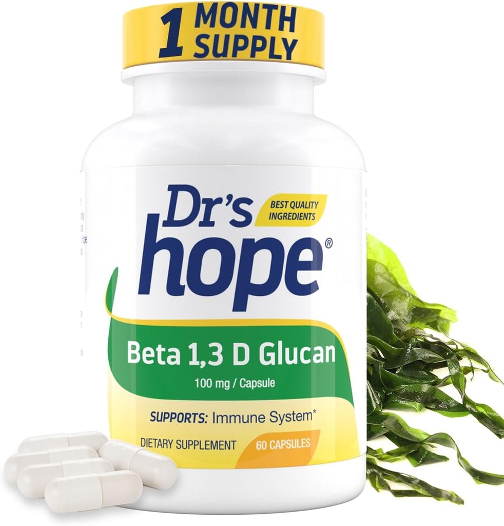 Beta 1,3D glucan 200mg 60 Veggie kapsler - for immunforsvar - Clean Formel Supplement - 2 Kapsler / dag, 1 - Måned Supply - Made in USA