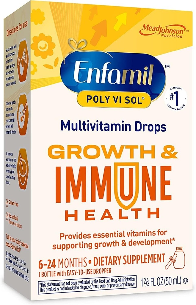 Enfamil Poly- Vi- Sol Multivitamin Supplement Drops - 1,66 oz, pakke med 3