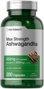 Horbäach Ashwagandha Supplement: 124; Max Styrke: 124; 200 Kapsler: 124; for kvinder og mænd: 124; Non- GMO, Gluten Free