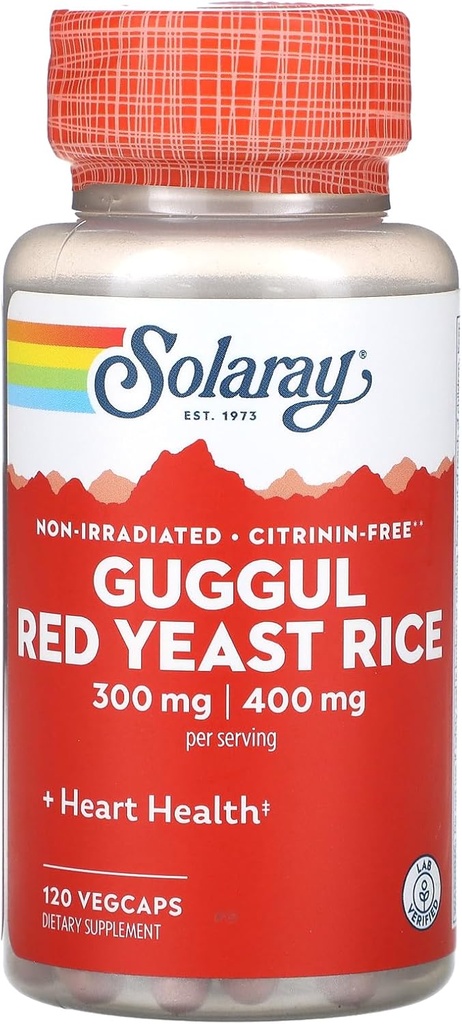 Solaray - Guggul & Rød Gær Rice, 120 kapsler