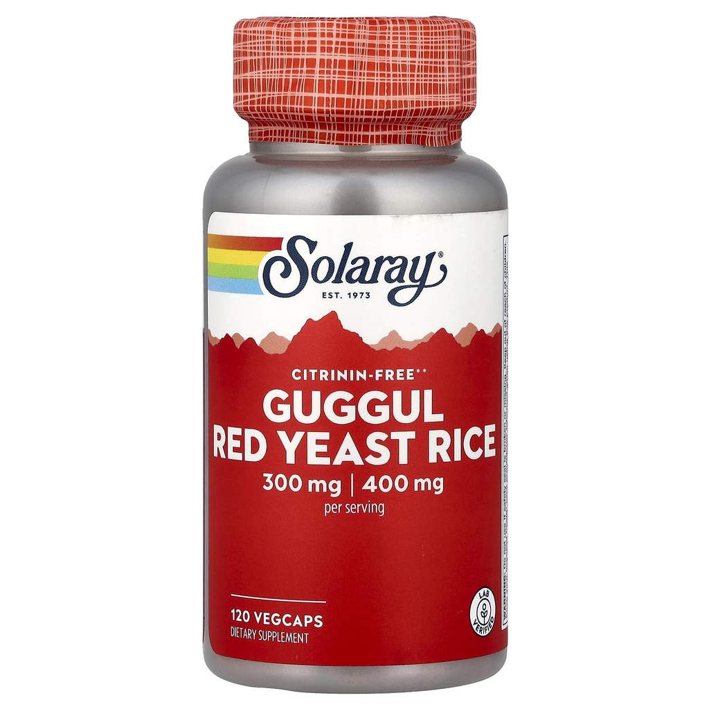Solaray - Guggul & Rød Gær Rice, 120 kapsler