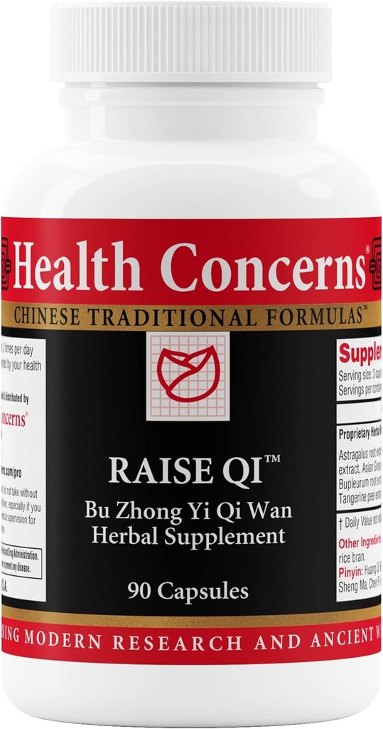 Sundhed bekymringer Raise Qi - Energi & immunsystem support - Bu Zhong Yi Qi Wan Formel - Astragalus, Ginseng & Dong Quai Herbal Supplement for svaghed, fordøjelse & Yang Qi Balance - 90 kapsler