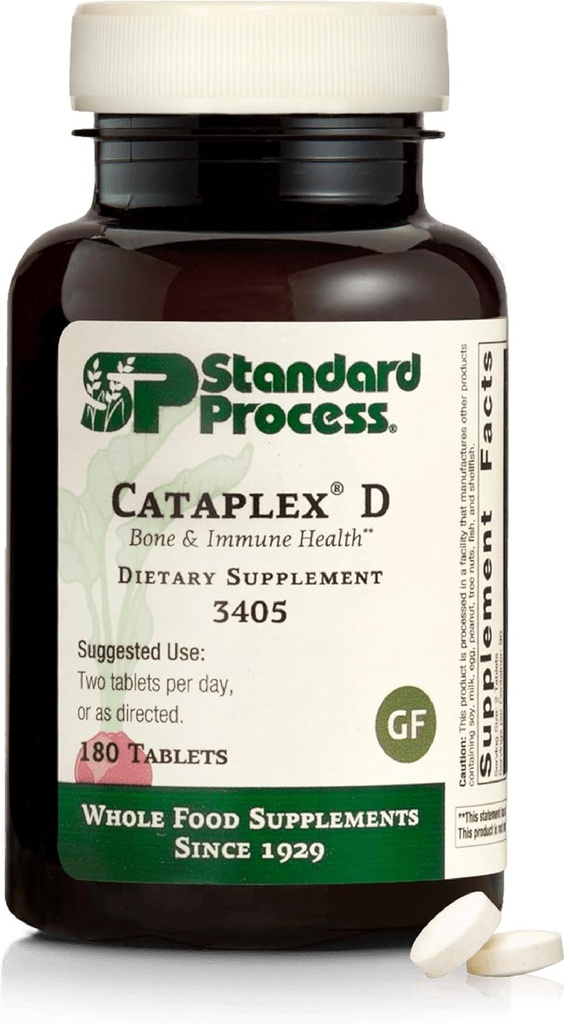 Standard Process Cataplex D - Understøtter immunfunktion, Knogletæthed & Mineral Absorption - Immunsundhed tillæg med Vitaminer A & D - Gluten- Free, Non- Dairy & Non- Soy - 360 tabletter