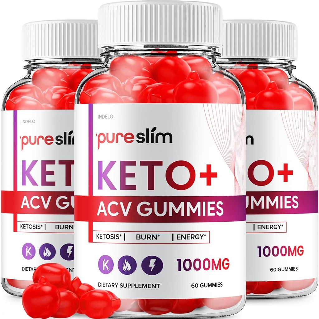 (3 Pack) Pure Slim Keto ACV Gummies - Advanced Formel PureSlim Keto Plus ACV Gummies Apple Cider Vinagar Pure Slim ACV Gummies Kosttilskud Anmeldelser Mænd Kvinder (180 Gummies)