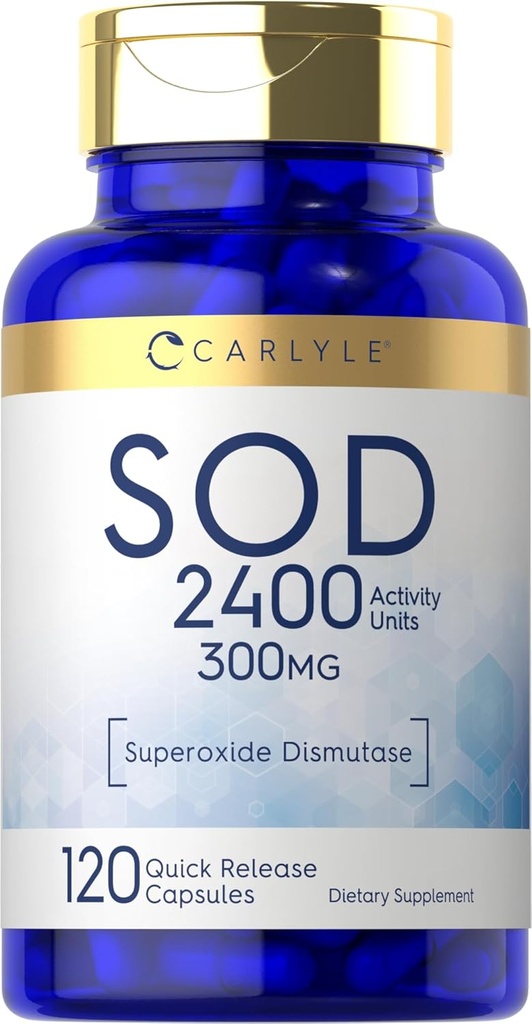 Carlyle S.O.D. Supplement Kapsler er 124; 300mg er 124; 120 Greve er 124; Superoxid Dismutase er 124; Non- GMO og Gluten fri