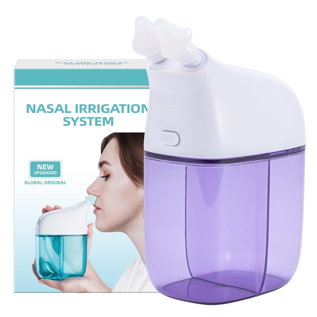 Nasal kunstvanding System, Nasal Rinse Machine, Sinus Rinse Machine, Sinus Cleaner Machine med Salt Water Tank & Affald Collection Tank - Næse Cleaner til Sinus, Sinus Voksen, Allergi relief - Lilla