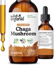 Wild & Organic Chaga Mushroom Tinktur - immunforsvar med Chaga Mushroom Extract Liquid - Immunity Drops Supplement - Vegan, Sukker & Alkohol- Free - 2 fl oz
