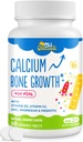 500 MG Calcium Supplement with Vitamin D3 & K2, Zinc, Magnesium & Prebiotics. Kids Vitamins for Kids' Height. Bone Strength, High Absorption, Orange Chewables, Non-GMO, Gluten Free, 60 Tabs