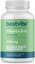 BESTVITE Vitamin B-6 200mg (120 Vegetarian Capsules) - No Stearates - No Flow Agents - Vegan - Non GMO - Gluten Free