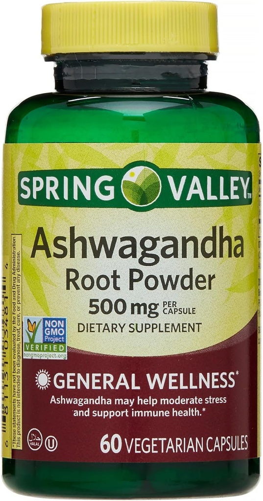 IKJ Ashwagandha Root Powder General Wellness Kosttilskud Vegetariske kapsler, 500 mg, 60 Greve