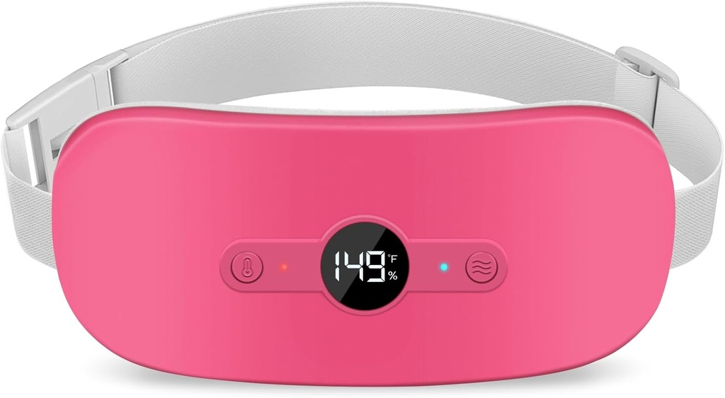 NOWWISH Heating Pad for Period Cramps Pain Relief, Portable Electric Cordless Menstrual Heating Pad Rechargeable with 6 Heat Levels and 6 Massage Modes, Christmas Gifts for Women Teen Girls, Red