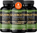 Gade Nutrition Quercetin med C-vitamin, Zink & Stinging Nettle - Nettle Quercetin - Quercetin 500mg - Quercetin med Bromelain - Zink Quercetin + D3- 360 Veggie Caps - 6 Måned Supply