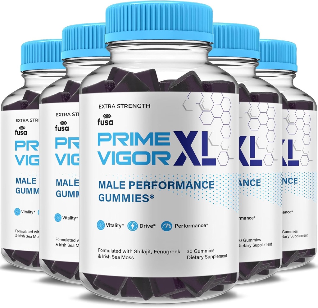(5 Pack) Prime Vigor XL Gummies PrimeVigor XL Me Gummy Supplement, Prime Vigor Maksimum Styrke Advanced Shilajit Irish Sea Moss Butterweek Gummies for Mænd Energi & Vitality Support (5 Måned Supply)