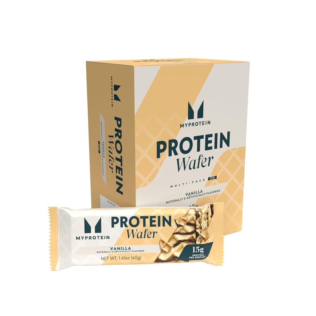 Myprotein Protein Barer, Crispy Protein Wafers, 15g High Protein Snacks, Box med 10 Vanilla Wafers pakker, Mælk & Whey Protein Isolate, Light & Crunchy