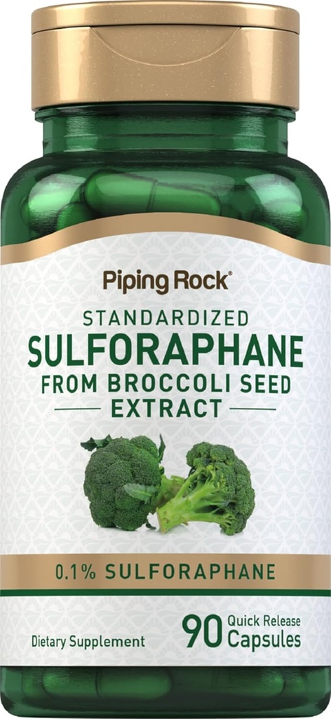 Piping Rock Sulforaphane Supplement Kapsler er 124; 400mcg er 124; 90 piller er 124; fra Broccoli Seed Extract er 124; Non- GMO, Gluten Free