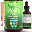 Clean Nutra Mullein Drops til Lungs Organic Chlorophyll Flydende Irish Sea Moss, Spirulina, Lakrids, Tart Cherry Lobelia, Motherwort & Elderberry Mullein Leaf Extract Tinktur Mænd Kvinder Supplement