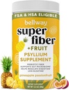 Bellway Super Fiber Powder + Frugt, Sukker Free Organic Psyllium Husk Powder Fiber tillæg for regelmæssighed, Bloating Relief & fordøjelsesmæssig sundhed, Plant- baseret, Ananas Passionsfrugt (50 Servere)