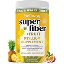 Bellway Super Fiber Powder + Frugt, Sukker Free Organic Psyllium Husk Powder Fiber tillæg for regelmæssighed, Bloating Relief & fordøjelsesmæssig sundhed, Plant- baseret, Ananas Passionsfrugt (50 Servere)