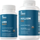 Dr. Tobias Lung Health & Psyllium Daglige Kosttilskud, Lung Cleanse & Detox Formel, understøtter sunde tarmbevægelser med Psyllium Husk, C-vitamin, Butterbur, Quercetin, Daily Fiber og Lung Supplement