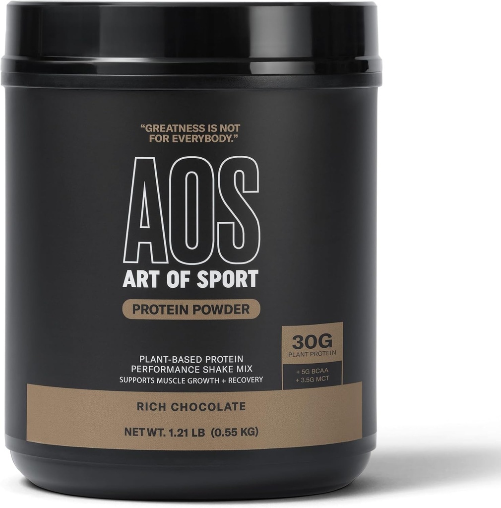 Art of Sport 30g Protein Powder, Chokolade, Protein for atleter, Plant Based, Dairy & Gluten Free, 0g Sukker, 5g BCAA, 3,5g MCT, 1,21lb badekar