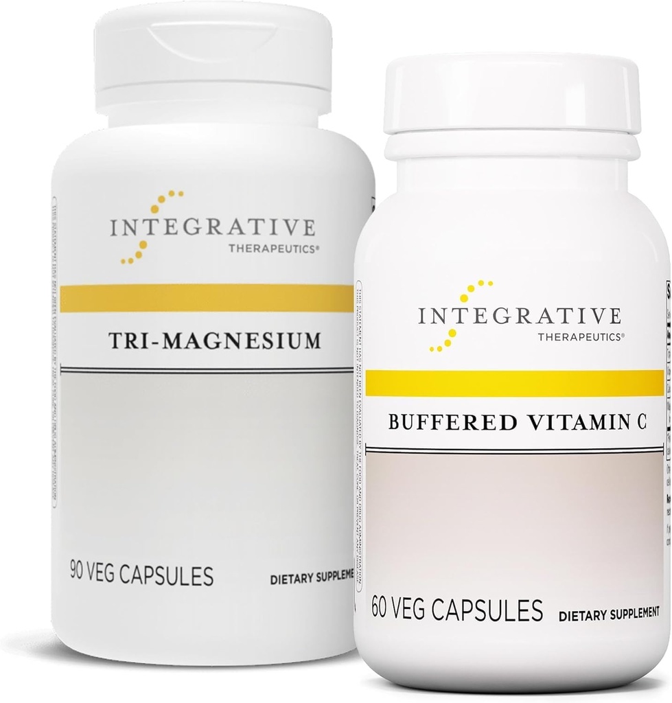 Integrativ terapi Bundle med Buffered C 1000 mg, 60 kapsler & tri- Magnesium, 90 kapsler - Buffered C vitamin for antioxidant Support * - Tri- Magnesium for Heart & Bone Health *