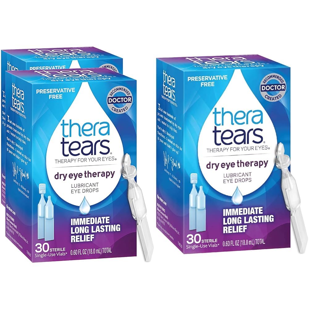 TheraTears Tør Øjenterapi Øjendråber Konserveringsfri 30 Hætteglas 2 Pack Tør Øjenterapi Smøremiddel Øjendråber Konserveringsfri 30 Enkelt- Brug Hætteglas