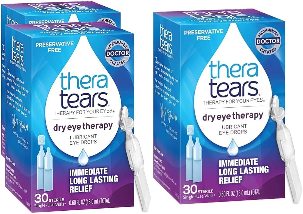 TheraTears Tør Øjenterapi Øjendråber Konserveringsfri 30 Hætteglas 2 Pack Tør Øjenterapi Smøremiddel Øjendråber Konserveringsfri 30 Enkelt- Brug Hætteglas