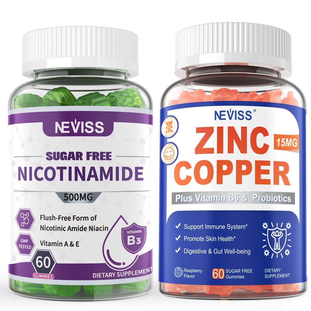 NEVISS Nicotinamid 500 mg Gummies + Zink Copper Gummies