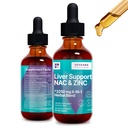 Leverstøtte & NAC, Zink - 2 fl oz Flydende dråber med mælk tidsel, Mælkebøtte Root, Chicory, Gurkemeje, Beet Root, Chanca Piedra - Lever Rengøring & Detox supplement