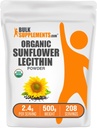 BulkSupplements.com Organic Sunflower Lecithin Powder - Sunflower Lecithin Supplement, Nutritional Supplement, Food Grade - Vegan & Gluten Free, 2,4 g per Serving, 500g (1.1 lbs) (Pack of 1)