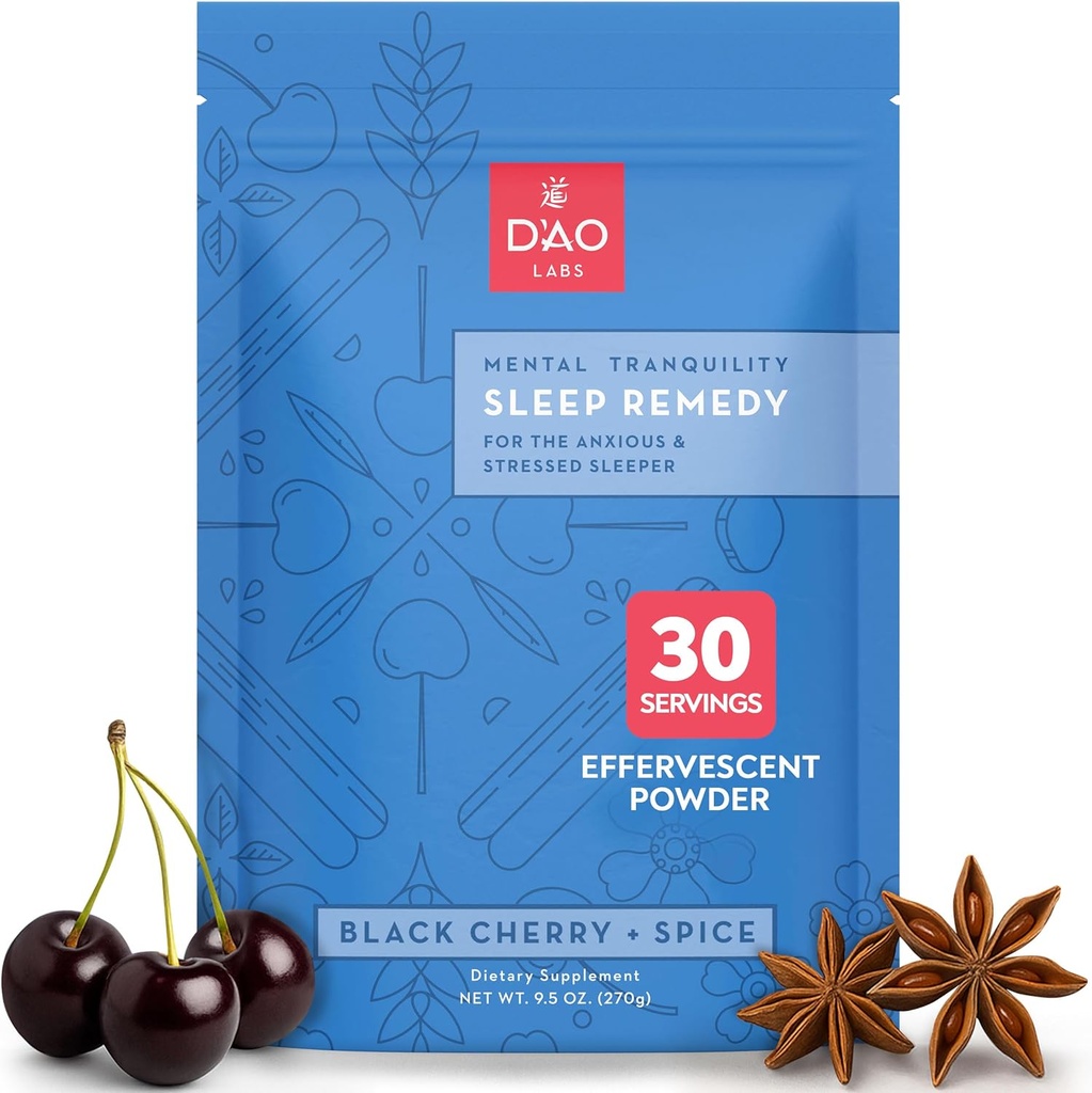 D 'AO Labs Mental Tranquility - Non-Habit Forming - Mental Calmness Supplement - Stress Relax & Tranquil Powder - GUI Pi Tang Traditional kinesisk herbal - Black Cherry & Spice Flavor - 30 Serveringer