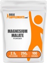 BulkSupplements.com Magnesium Malate Powder - Magnesium Supplements, High Bioavailabilty - Unflavored & Gluten Free, 2.5g per Serving, 250g (8.8 oz) (Pack of 1)